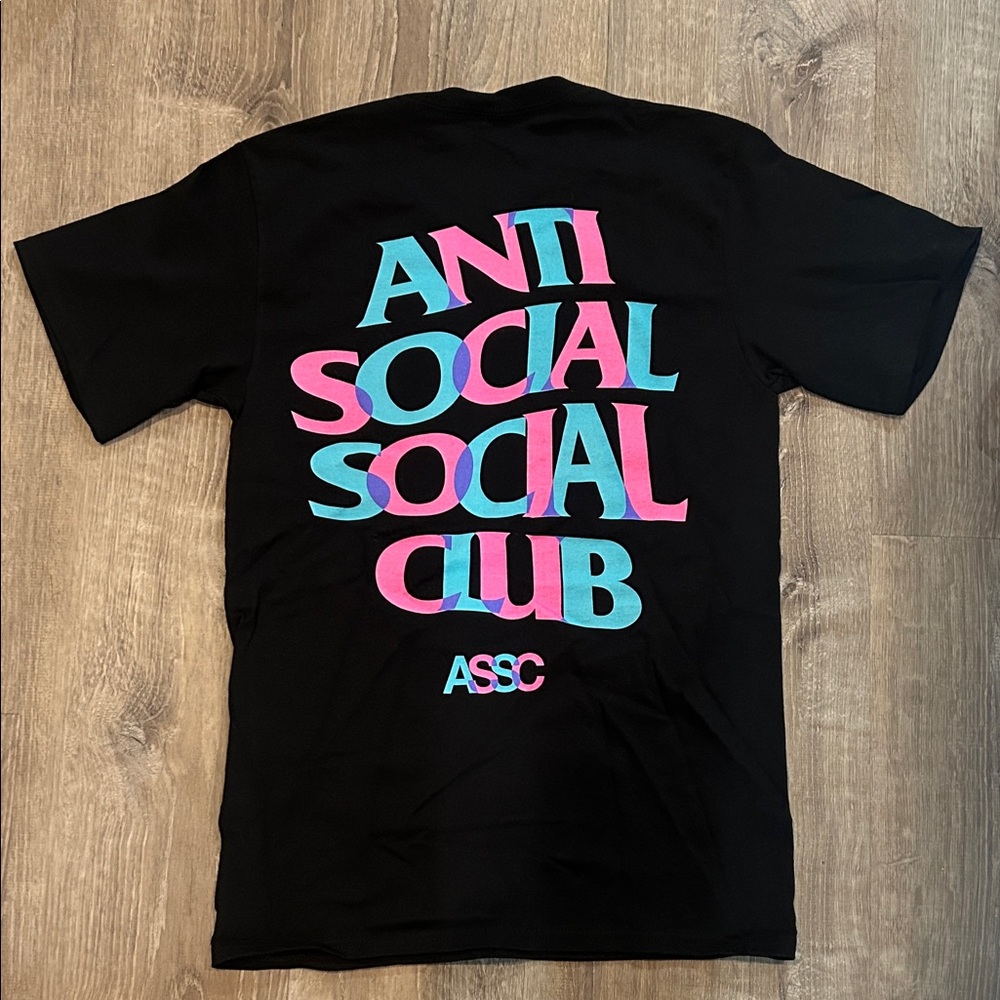 Anti Social Social Club Black Tee with Multicolor Logo - Picture 3 of 3